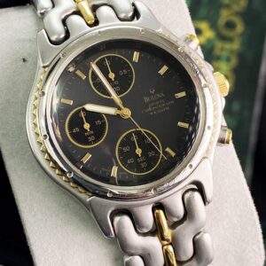 Bulova Sports "Link" Chronograph Two-Tone Black Dial – Vintage 1990s